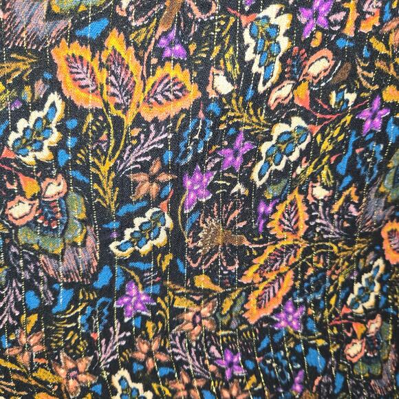 Dear John Womens Medium Top Flowy Colorful Dark Floral Leaves Nature Whimsygoth - Picture 4 of 10